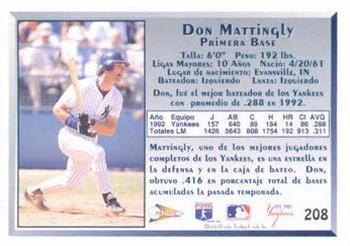 1993 Pacific Spanish #208 Don Mattingly Back