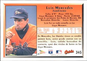 1993 Pacific Spanish #345 Luis Mercedes Back