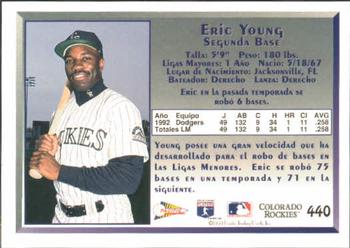 1993 Pacific Spanish #440 Eric Young Back