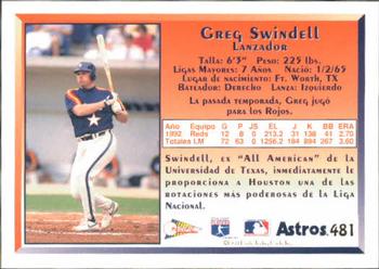 1993 Pacific Spanish #481 Greg Swindell Back