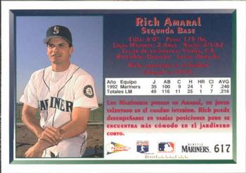 1993 Pacific Spanish #617 Rich Amaral Back
