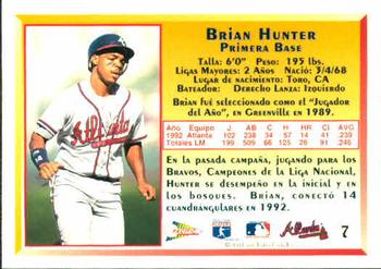 1993 Pacific Spanish #7 Brian Hunter Back