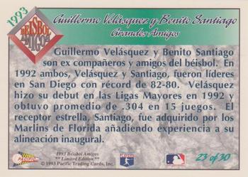 1993 Pacific Spanish - Beisbol Amigos #23 Guillermo Velasquez / Benito Santiago Back