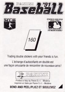 1991 Panini Stickers (Canada) #160 Chris Sabo Back