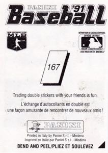 1991 Panini Stickers (Canada) #167 Mark McGwire Back