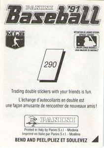 1991 Panini Stickers (Canada) #290 Tony Phillips Back