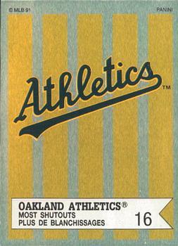 1991 Panini Top 15 (Canada) #135 Oakland Athletics / Most Shutouts Front