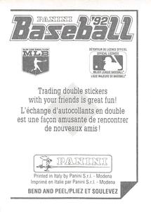 1992 Panini Stickers (Canadian) #23 Athletics Team Logo Back