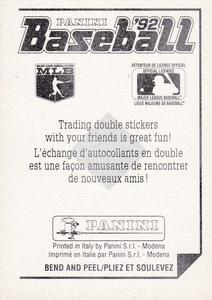 1992 Panini Stickers (Canadian) #282 Ryne Sandberg Back