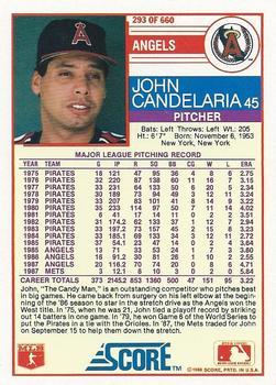 1988 Score - Glossy #293 John Candelaria Back