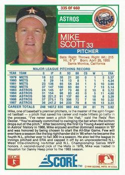 1988 Score - Glossy #335 Mike Scott Back