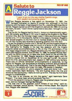 1988 Score - Glossy #503 Reggie Jackson Back