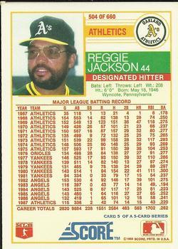 1988 Score - Glossy #504 Reggie Jackson Back