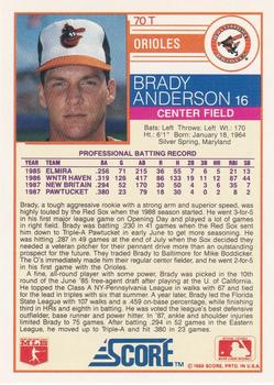 1988 Score Rookie & Traded - Glossy #70T Brady Anderson Back