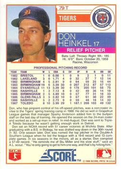 1988 Score Rookie & Traded - Glossy #79T Don Heinkel Back