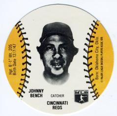 1978 Wiffle Ball Discs #NNO Johnny Bench Front