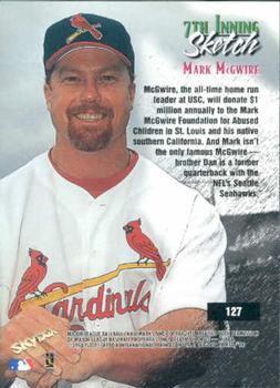 1998 SkyBox Dugout Axcess #127 Mark McGwire Back