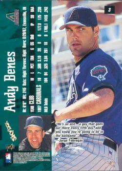1998 SkyBox Dugout Axcess #3 Andy Benes Back