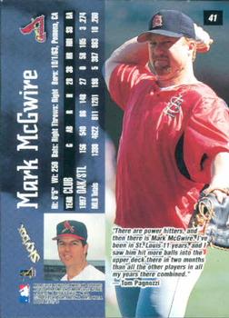 1998 SkyBox Dugout Axcess #41 Mark McGwire Back