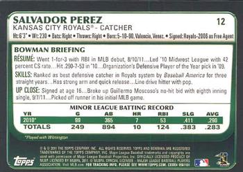 2011 Bowman Draft Picks & Prospects #12 Salvador Perez Back