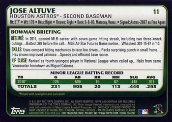 2011 Bowman Draft Picks & Prospects #11 Jose Altuve Back