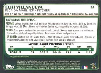 2011 Bowman Draft Picks & Prospects #96 Elih Villanueva Back
