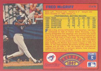 1987 Sportflics Rookies I #12 Fred McGriff Back