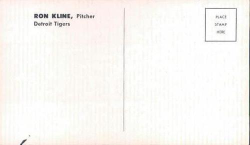 1962 Ford Detroit Tigers Postcards #NNO Ron Kline Back