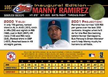 2001 Topps eTopps #105 Manny Ramirez Back
