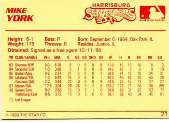 1989 Star #21 Mike York Back