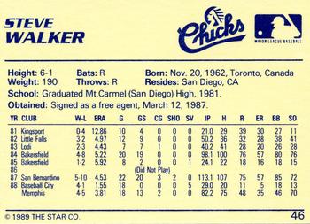 1989 Star #46 Steve Walker Back