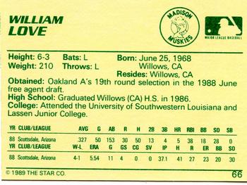 1989 Star #66 William Love Back