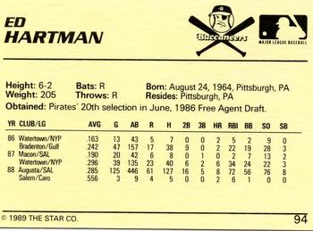 1989 Star #94 Ed Hartman Back