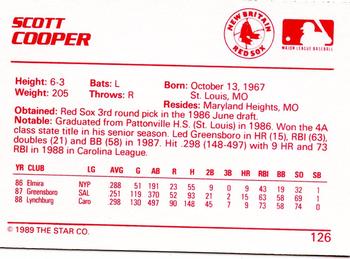 1989 Star #126 Scott Cooper Back