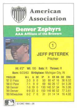 1990 CMC #26 Jeff Peterek Back