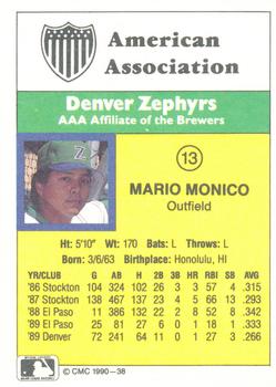 1990 CMC #38 Mario Monico Back