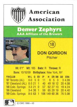 1990 CMC #43 Don Gordon Back