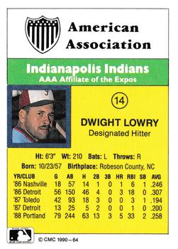 1990 CMC #64 Dwight Lowry Back