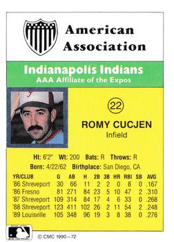 1990 CMC #72 Romy Cucjen Back