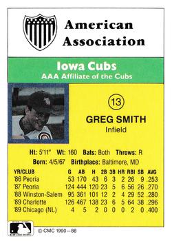 1990 CMC #88 Greg Smith Back