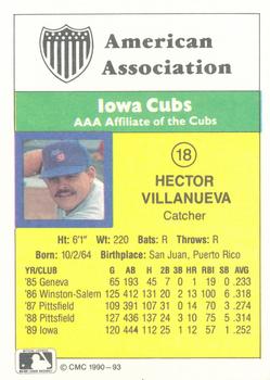 1990 CMC #93 Hector Villanueva Back