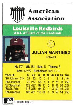 1990 CMC #111 Julian Martinez Back