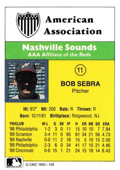 1990 CMC #136 Bob Sebra Back