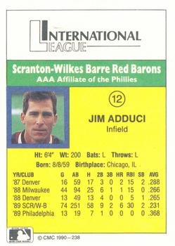 1990 CMC #238 Jim Adduci Back