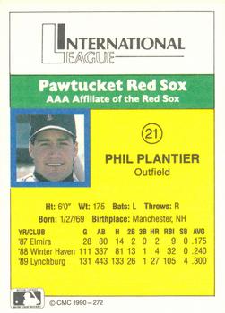1990 CMC #272 Phil Plantier Back