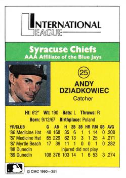 1990 CMC #351 Andy Dziadkowiec Back