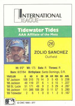 1990 CMC #377 Zoilo Sanchez Back