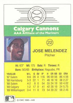 1990 CMC #449 Jose Melendez Back