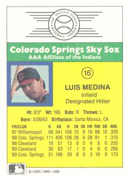 1990 CMC #468 Luis Medina Back