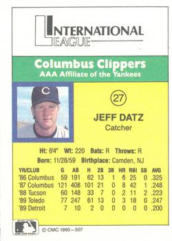 1990 CMC #507 Jeff Datz Back